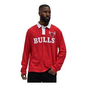 Ultra Game Bulls Flanker Long Sleeve Polo Shirt Red Men's